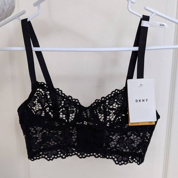 SOLD DKNY black lace bustier top - Picture 2 of 3